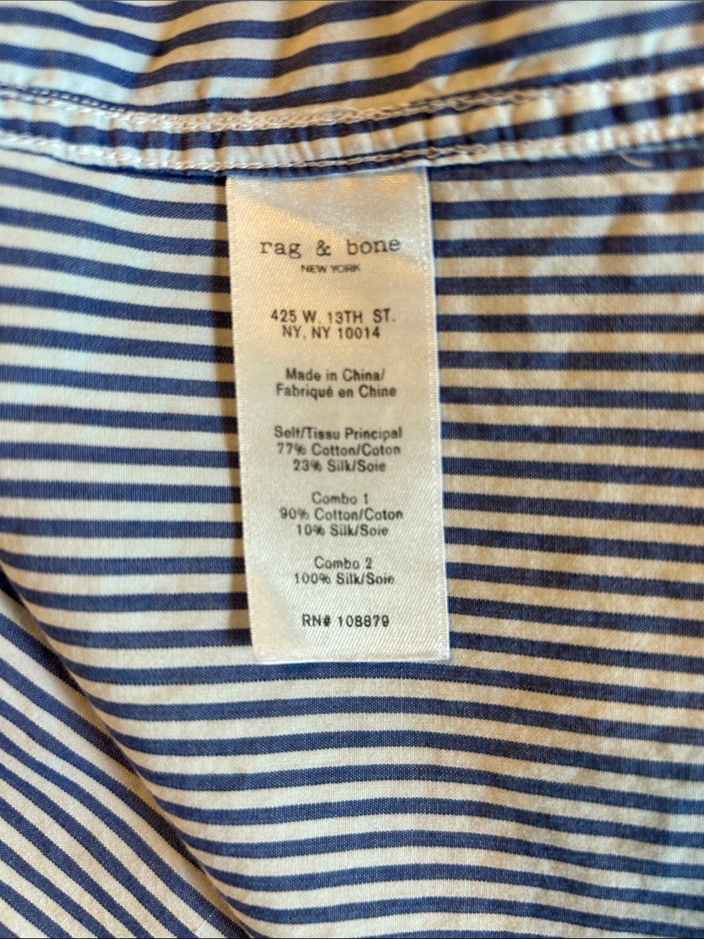 Rag & Bone Blue Pinstripe Shirt Dress with White Contrast Collar Medium - Picture 5 of 5